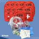 MCR Medical Pack of 10 Adult & Infant CPR Mask Combo Kit with 2 Valves