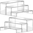 FUNFERY Acrylic Display Risers,2 Sets(7.8" L~8.2" L~8.6" L) Display Stand Shelf for Figure,Collectibles,Cupcake,Clear Acrylic Risers for Displays Case Cabinet,Dessert Table,Shelf Riser for Decor,Food