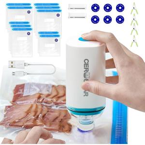 Handheld Vacuum Sealer, Portable Vacuum Sealer for Food, Save Sealer Food Vacuum Kit with 10 Reusable Sous Vide Bags