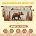 Vintage Bear Valance Curtain for Windows 2 Pack Wildlife Forest Country Nature Rod Pocket Printed Curtain Valances Short Tier Curtains for Living Room Bathroom Bedroom 54x18 Inch