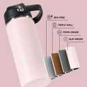 Fijinhom 24oz Insulated Stainless Steel Water Bottle, Wide Mouth Double Wall Vacuum, Silicone Straw, Sweat & Leak Proof, BPA Free Insulated Water Flask for Travel, Keep Cold 24h Hot 12h, Light Pink