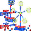 2 IN 1 Shooting Games Toys for Boys 5, 6, 7, 8, 9, 10+ Year Old, Moving Shooting Target and Standing Digital Targets with 2 Toy Guns, 24 Foam Balls, Kids Outdoor Game, Christmas Birthday Gift for Kids