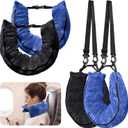 2Pack Stuffable Travel Pillow for Extra Luggage, Velvet Travel Neck Pillow with Adjustable Neck Size, Fits About 6 T-Shirts Travel Essentials Multifunctional Sleeping Rest Cushion(Blue)