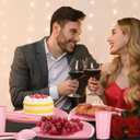 SiliFine 60 Pcs Valentines Day Party Supplies Bulk Serves 10 Plastic Dinnerware Set Disposable Plates Napkins Cups Spoons Forks Knives for Valentine's Party Decorations (Pink)