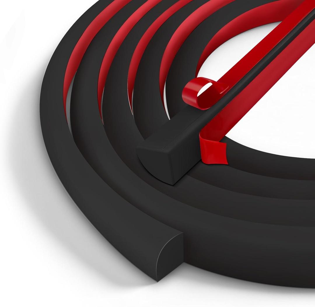 Flexible Quarter Round Molding Bendable Molding Trim 0.6 Inch(W) x 20 Feet(L) Self Adhesive Vinyl Wall Base Peel and Stick Rubber Edge Trim for Floor,Tub,Around Curved Stairs (Black)