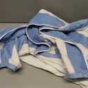 CLOWOOD Cotton Oversized Beach Towel - Large 35 x 70 in Striped Pool Towel, Soft Velour Big Cabana Swimming Towel (Alaskan Blue)