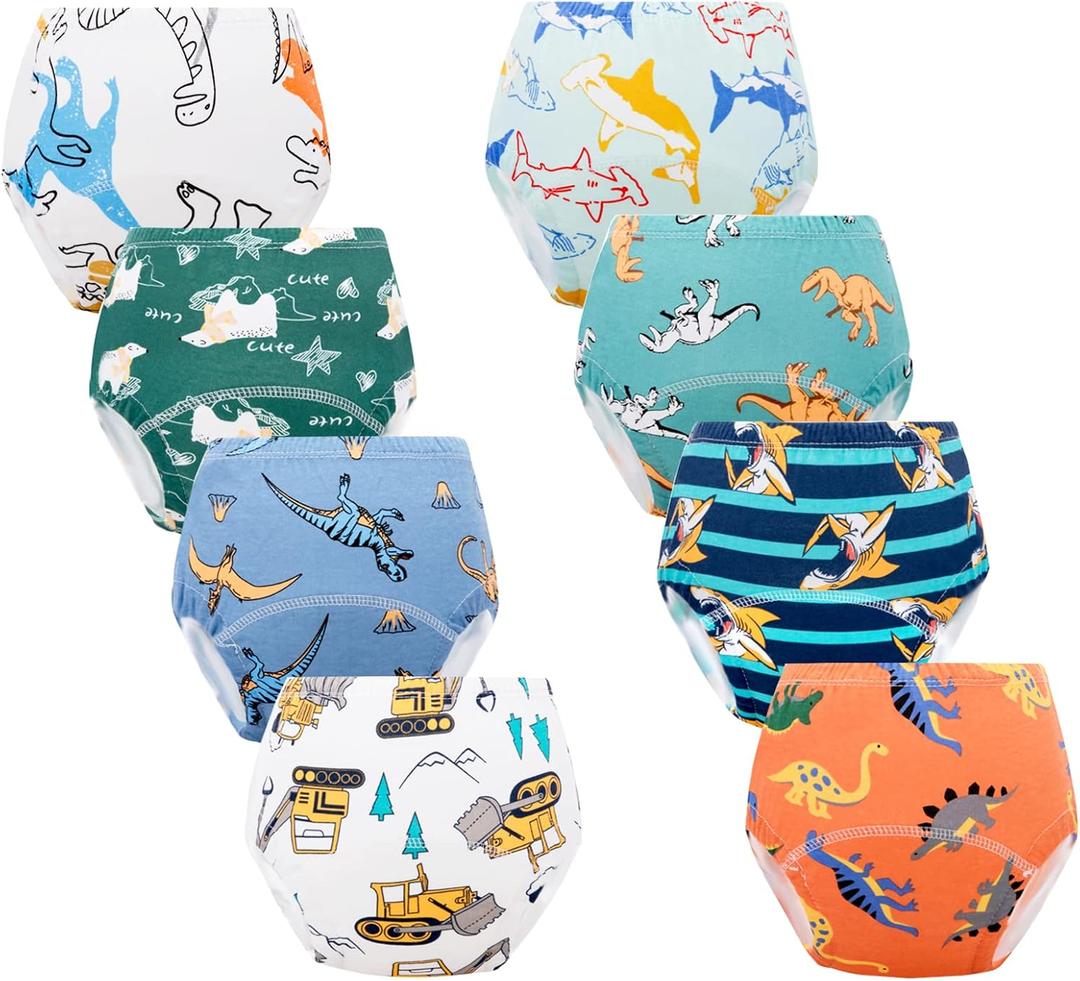 Baby Potty Training Underwear, Cotton Toddler Training Pants for Boys 2-3 T, 8 Pack, S, Blue