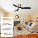 OFANTOP 52 Inch Smart Ceiling Fan with Light and Remote, Indoor 3 Blade Black Gold Flush Mount Modern Ceiling Fan for Bedroom Living Room