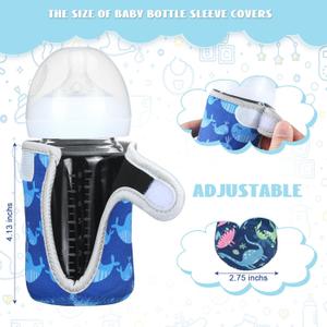 Irenare 4 Pieces 8 oz Glass Baby Bottles Sleeve Covers Bulk Neoprene Adjustable Newborn Feeding Bottles Protector Replacement Heat Cold Retention Sleeve for Nursing Infant (Shark, Whale, Dinosaur)