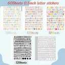 9840 Pcs 60 Sheets Letter Stickers 0.5in Alphabet Stickers 1/2 Inch Small Vinyl Self-Adhesive ABC Number Sticker Letters for Water Bottles Scrapbooking Mailbox Notebook Labels Craft Sign (Multicolor)