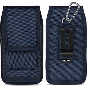 ykooe Cell Phone Holster Compatible with iPhone 17 Pro Max, Samsung Galaxy S25/S24/S23/S22/S21/S20 Ultra, Pixel 8/7 Pro, Belt Clip and Card Holder, Blue, XXL
