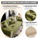 Sectional Couch Cover, Non-Slip Sofa Cover Plush Warm, Funny Fuzzy Pet Couch Covers for Sofa(Recliner & Backrest), Leaf Pattern Couch Protector for Dogs Washable(1PC, Green, 35.4"35.4")