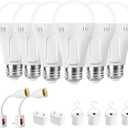 Ostwiki 6 Pack Rechargeable Light Bulbs,Battery Operated Backup Light Bulb for Lamps E26 9W 6500K Daylight,A19 Emergency LED Bulbs for Home Power Outage Hurricane,Blizzard,Camping