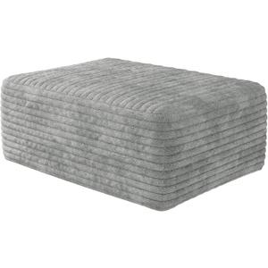 37.4" Plush Corduroy Ottoman, Upholstered Cloud Ottoman for Boneless Couch in a Box, Modular Sectional Couches for Living Room Bedroom, Compressed Memory Foam, No Assembly Require, Grey