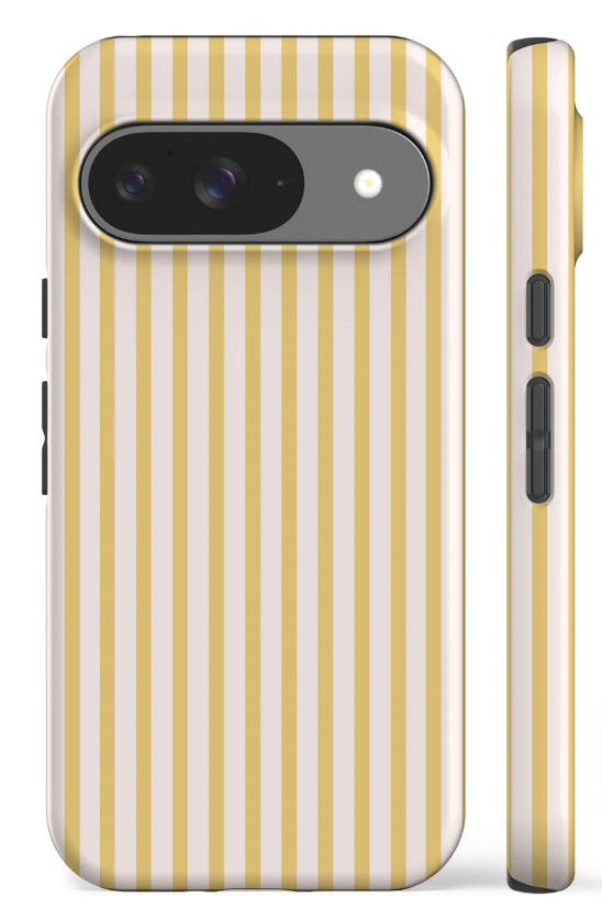 Jusy Compatible with MagSafe Striped Case for iPhone Air, Cute Aesthetic Striped Magnetic Phone Case, Soft TPU and Hard PC Protective Phone Cover for Women GirlsShiny - Yellow