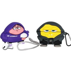 [2 Pack] Cute Case for AirPods Pro Cover Skin 2019, 3D Cartoon Shockproof Accessories Set for Airpod Pro 1st Generation, Spongebob Earphone Charging Case
