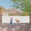 140 Inch Wide Retractable Baby Gates Retractable Dog Gate for Large Openings, Extra Wide Baby Gates for Dogs Indoor Retractable Gate Outdoor Pet Gate, Mesh Gates for Kids or Pets Dog Fence, White