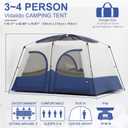 Vidalido Tents，3-4 Person Camping Tent with Extended Vestibule，Weather Resistant Family Tents with Breathable Mesh Windows，Easy Install Waterproof Outdoor Tent for Backpacking and Camping Hiking, 210 Cm X 300 Cm X 210 Cm