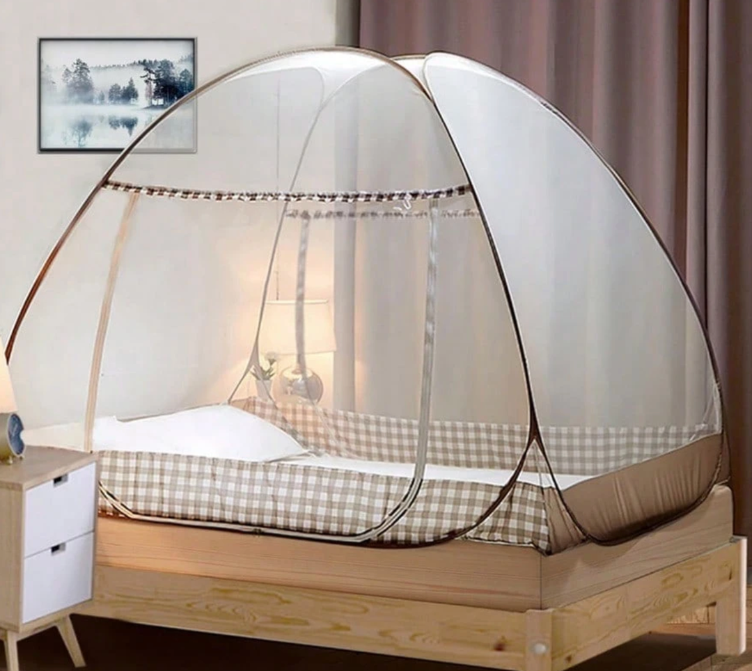 Pop-Up Mosquito Net For Bed - Double Door Portable Bed Tent (47.2x78.7in), Indoor/Outdoor Insect Screen With Net Bottom & Blue Edge