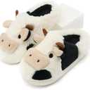 Boonble Fuzzy Cow Slippers for Women Men Adults, Fluffy Plush and Cozy Cotton House Slippers for Indoor Outdoor Bedroom, Warm Furry Cow Print Slipper for Winter Spring Fall, 40-41, Size: 7.5-8.5 Women/5.5-6.5 Men