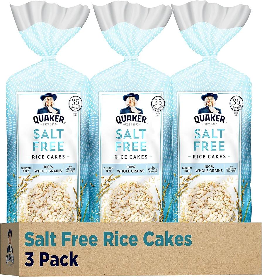 Quaker Large Rice Cakes, Salt Free, 8.53 Ounce (Pack of 3), Best By: 07/20/2026