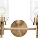 Kichler Madden 4-Light Bathroom Vanity Light Fixture with Clear Glass Shades in Champagne Bronze, Modern Wall Mount for Single or Double Vanity Over Mirror (10.5" x 34"), 55186CPZ