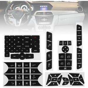 Car Interior Stickers Button Decal Compatible with Mercedes Benz GLK350 C Class CLS C218 SLK W172 W204 W212 W218 W207 Steering Wheel A/C Air Conditioner Window Radio Number Door Dash Sticker