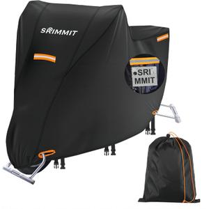Heavy Duty Motorcycle Cover 420D,Sun,Waterproof Outdoor Protection,with License Plate Window, 4 Reflective Strips,Universal Motorcycle Cover for Harley Davidson,Lock-Holes (XXXL -100" x 37" x 50")