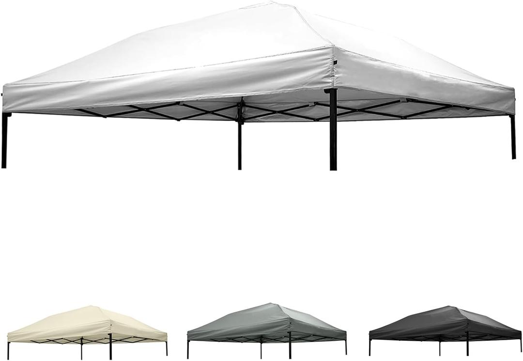 10x10 Canopy Replacement top,10x10ft Pop Up Canopy Top Cover,Silver Coated Durable Replacement Canopy top for Straight Leg Canopy Frame,White(1 PCS Top Cover Only)
