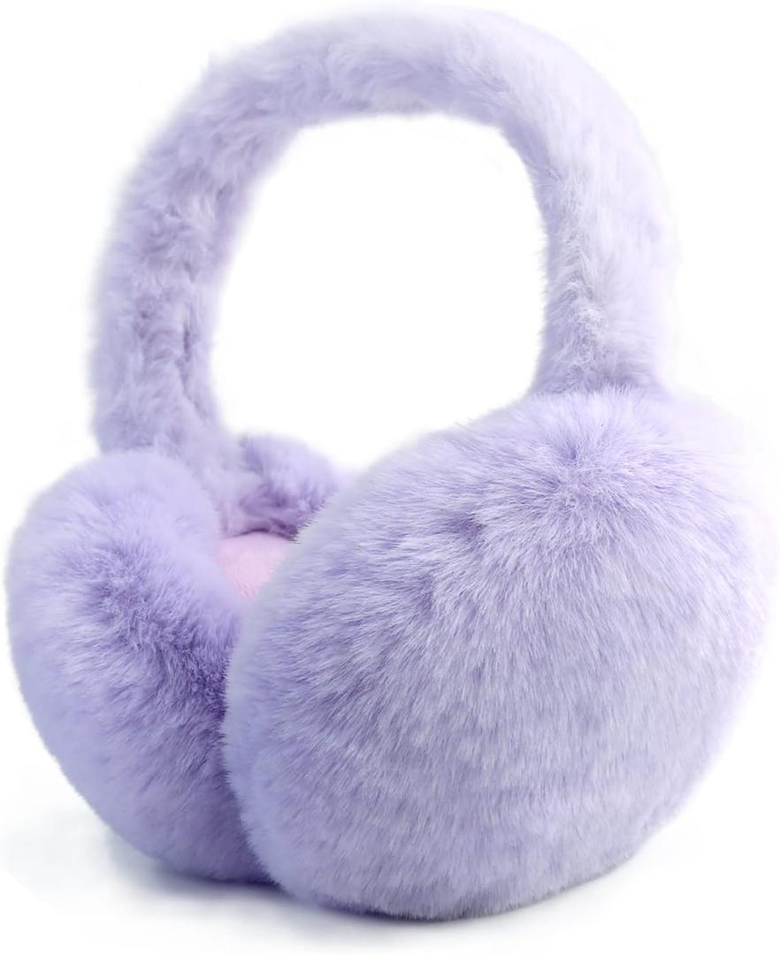PIGBENGO Foldable Ear Muffs for Women Cold Weather Fluffy Earmuffs Winter Warm Headband Cute Slouchy Ear Warmers