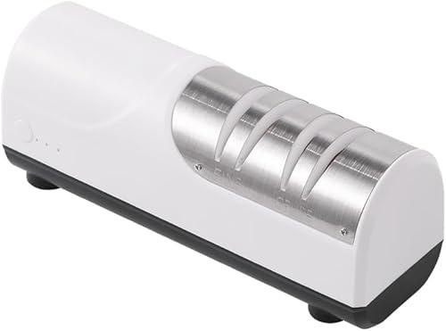 2-Stage Electric Knife Sharpener, Precision Fast, Fine&Crude Sharpening, Sleek Design, Easy to Use, Professional-Grade for Kitchen Knives (White)
