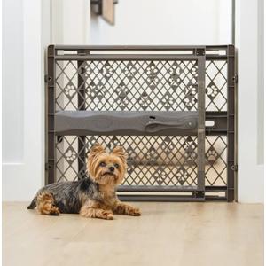 MYPET North States Paws Portable Pet Gate: 26-40" Wide. Pressure Mount. No Tools Needed. Made in USA, 23" Tall, Expandable, Durable Dog Gates for Doorways, Fieldstone Gray