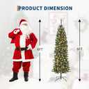 6FT Pre-Lit Christmas Tree, Artificial Pencil Holiday Decoration with LED Light & 477 Tips, Metal Foldable Stand for Indoor Use, Green