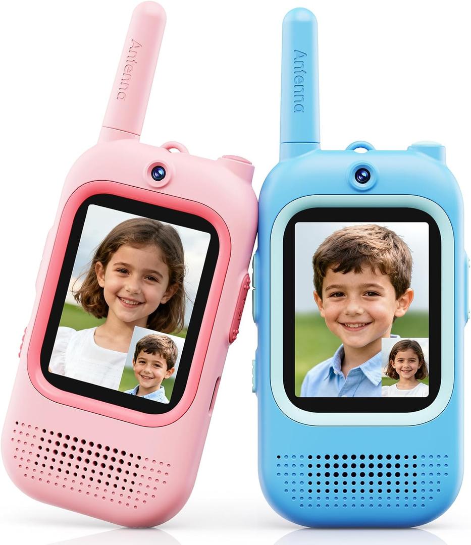 Video Walkie Talkies for Kids - 2 Pack Long Range Walkie Talkie Rechargeable Video Intercom 2 Way Radio for Age 3-12 Boys Girls for Indoor Outdoor Camping (Pink&Blue)