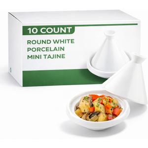 Restaurantware 3.5 Inch Tajine Pots 10 Mini White Appetizer Bowls - Tajine Style With Dome Cover White Porcelain Tiny Bowls Chip-Resistant For Samples Sauces Or Spices