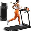 Treadmill with Handles, Portable Small Treadmills for Home and Office, 3.0HP Folding Walking Pad with 300 lbs Capacity, Cup Holder, LED Display and 12 Preset Programs (Black)