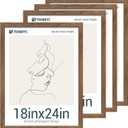 18x24 Frame Walnut 4 Pack, Brown Wood 18 x 24 Poster Frame, Display Pictures, Posters, Puzzles, Horizontal or Vertical Wall Hanging