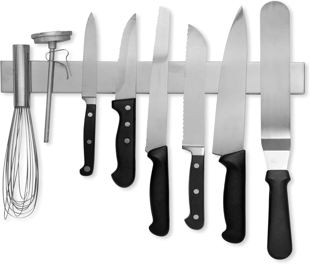 16 Inch Stainless Steel Magnetic Knife Bar with Multi-Purpose Functionality as a Knife Holder, Knife Strip, Magnetic Tool Organizer, Art Supply Organizer & Home Organizer