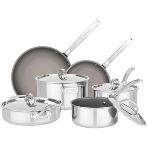 Viking PureGlide Pro 3-Ply Nonstick Cookware Set, Made without PFAS, 10-Piece Induction Pots and Pans Set, Metal Utensil Safe Titanium Nonstick Surface, Oven Safe to 600F. (Incomplete, 8 Items Included)