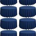 8 Pack Navy Blue Round Tablecloth 120 Inch Circle Polyester Table Cloth, Washable Fabric Stain and Wrinkle Resistant Table Cover Round Table Clothes for Wedding Parties Banquet Reception Dining, Navy Blue 