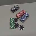 SEETOOOGAMES 100 Pieces 11.5g Clay Composite Dice Striped Casino Poker Chips- 4 Colors (red, Green, Black and Blue)