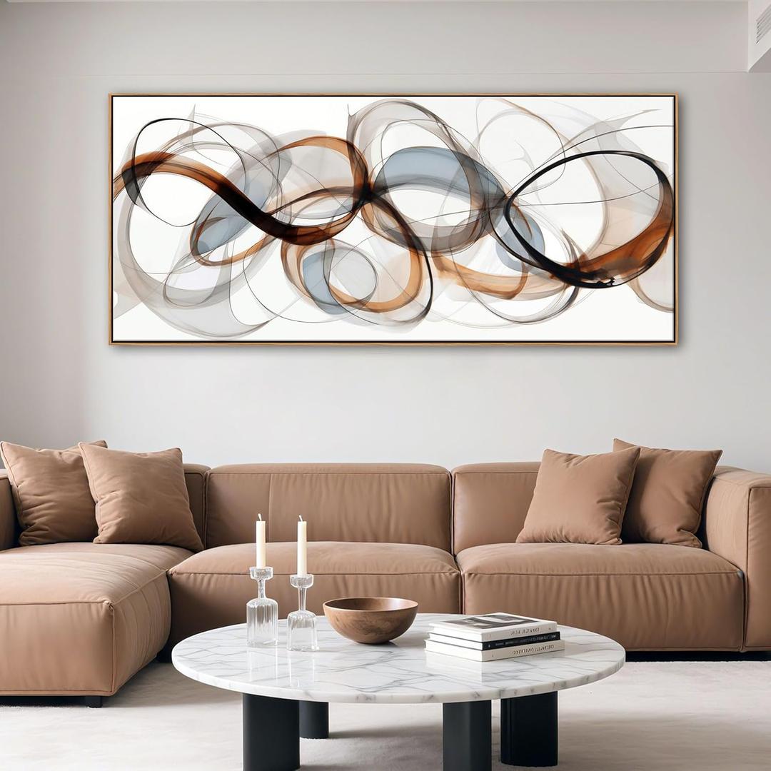 Large Abstract Framed Canvas Wall Art for Living Room, Bedroom, Office - Textured Brown Modern Artwork for Walls - Minimalist Home and dining room Decor Wood decorations