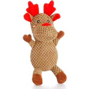 Senneny Dog Christmas Toys Reindeer, Stuffed Squeaky Toys for Dogs Puppy, Plush for Large Medium Dogs, Interactive Durable Dog Chew Toys