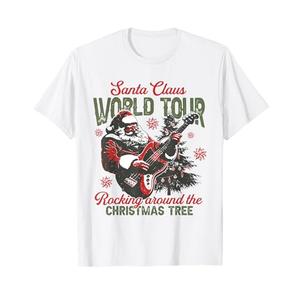 Santa Claus World Tour Rocking Around The Christmas Tree T-Shirt,S