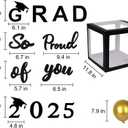 2025 Graduation Party Decoration Black Balloon Boxes with Letters 2025 Grad & So Proud of You and 20 pcs Ballons