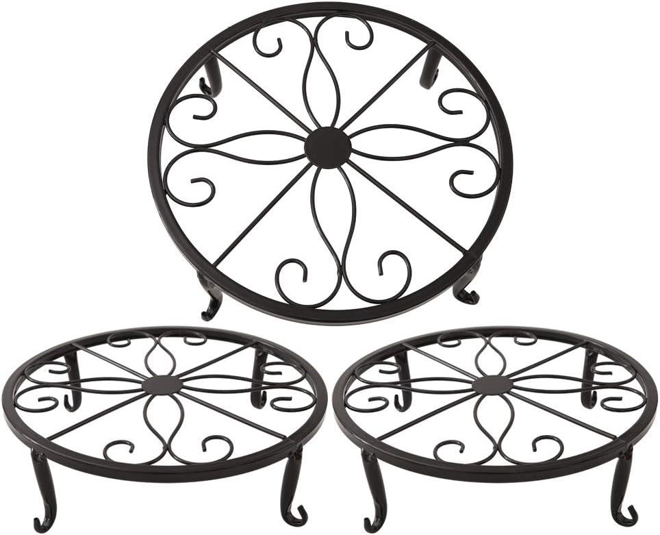 TYZ Metal Potted Plant Stand Set of 3 (Black)