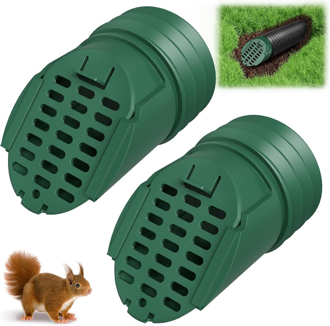 2 Pack Downspout Rodent Guard, Twist In Insert for 4" Round Rain Gutter Downspout Extension Hose to Block Animals, with Leaf Filter Design (Green)