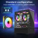 Micro ATX Case, MATX,ITX PC Case with 2 X 120mm ARGB Fan Pre-Installed, Panoramic View Tempered Glass Front & Side Panel, Black