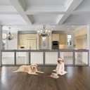 Dearlomum Extra Wide Baby Gate Playpen with Heat-Resistant Mesh,6 Panel Foldable Baby Fence,Indoor/Outdoor Safety Barrier,Dog Playpen & Fireplace Baby Gate,Grey (Gray)