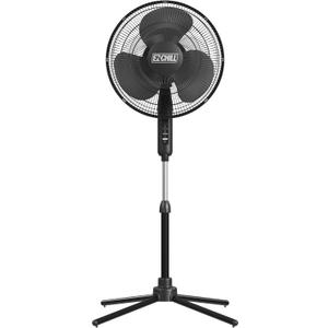 EZ-Chill 16 Oscillating Pedestal Fan, 3-speed Options, 90-Degree Oscillating Head, Adjustable Height and Tilt, Powerful Air Flow, Black, MTFS-16B-BLK